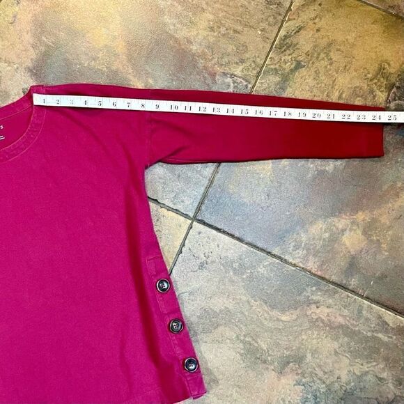 Talbots Pink Side Buttons Crew Neck Long Sleeve Top Small - Picture 4 of 9